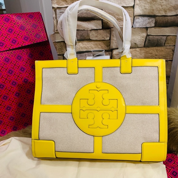 Tory Burch Handbags - Authentic TORY BURCH Leather/Cancas quadrant tote